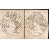 Gravure de 1857 - Gigantesque mappemonde en deux parties - 1