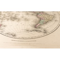 Gravure de 1857 - Gigantesque mappemonde en deux parties - 3