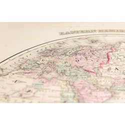 Gravure de 1857 - Gigantesque mappemonde en deux parties - 9