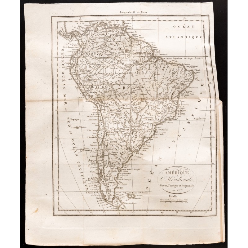 Gravure de 1824 - Carte de l'Amérique du Sud - 1