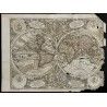 Gravure de 1730 - Mappemonde ancienne de Seutter Matthaeus - 1