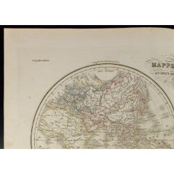 Gravure de 1846 - Mappemonde en deux hémisphères - 2