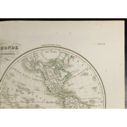 Gravure de 1846 - Mappemonde en deux hémisphères - 3