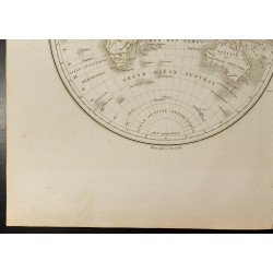 Gravure de 1846 - Mappemonde en deux hémisphères - 4