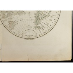 Gravure de 1846 - Mappemonde en deux hémisphères - 5