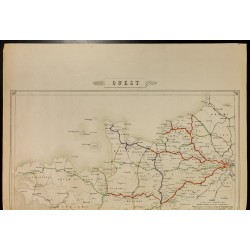 Gravure de 1862 - Ouest de la France - Carte des chemins de Fer - 2