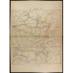 Gravure de 1862 - Est de la France - Carte des chemins de Fer - 1