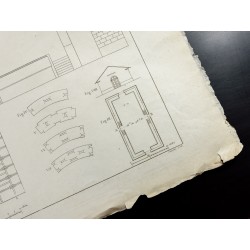 Gravure de 1805 - Plan d'un manège couvert (Charpente) - 6