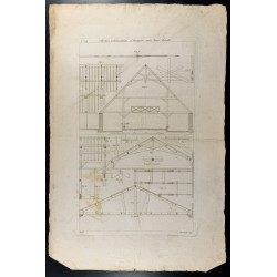 Gravure de 1805 - Constructions d'hangars avec leurs détails - 2