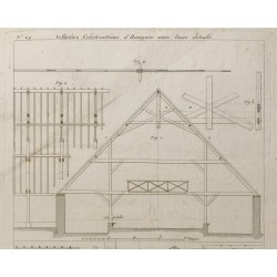 Gravure de 1805 - Constructions d'hangars avec leurs détails - 3
