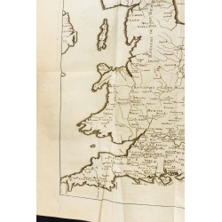 Gravure de 1749 - Carte d'Angleterre sous les Saxons - 3