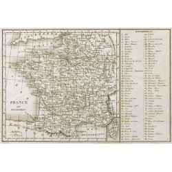 Gravure de 1830ca - Carte ancienne de France par départements - 2