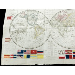 Gravure de 1820 - Mappemonde et pavillons - 2