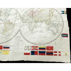 Gravure de 1820 - Mappemonde et pavillons - 3