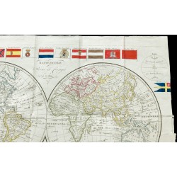 Gravure de 1820 - Mappemonde et pavillons - 4