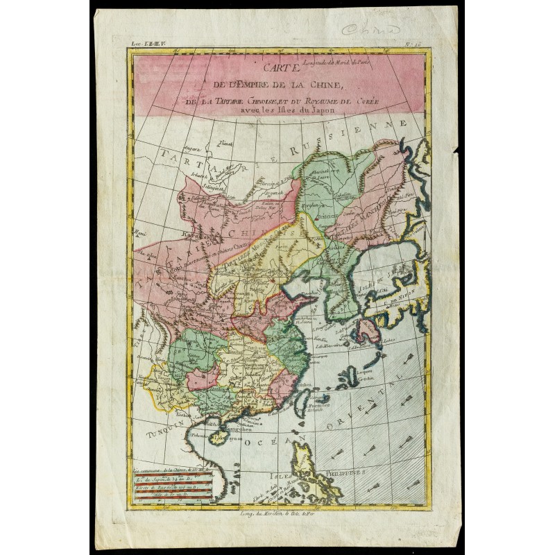 Gravure de 1780 - Carte ancienne de l'Empire de la Chine - 1