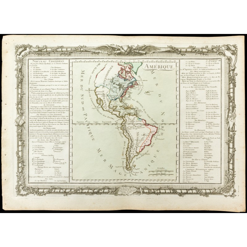 Gravure de 1764 - Carte ancienne de l'Amérique - 1