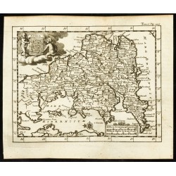 Gravure de 1710 - Carte ancienne de l'Angleterre - 1