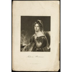 Gravure de 1850 - Portrait de Felicia Hemans - 1