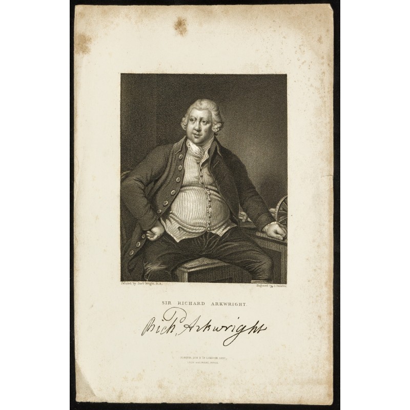 Gravure de 1837 - Portrait de Sir Richard Arkwright - 1