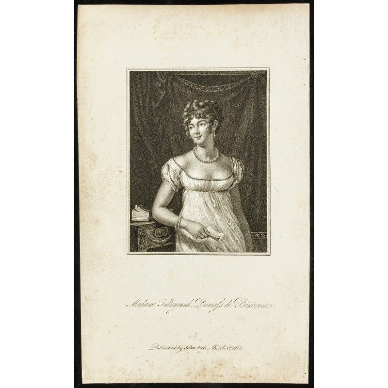 Gravure de 1815 - Portrait de Catherine Noël Worlee - 1