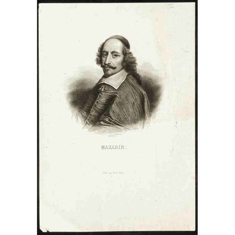 Gravure de 1850 - Portrait de Mazarin - 1