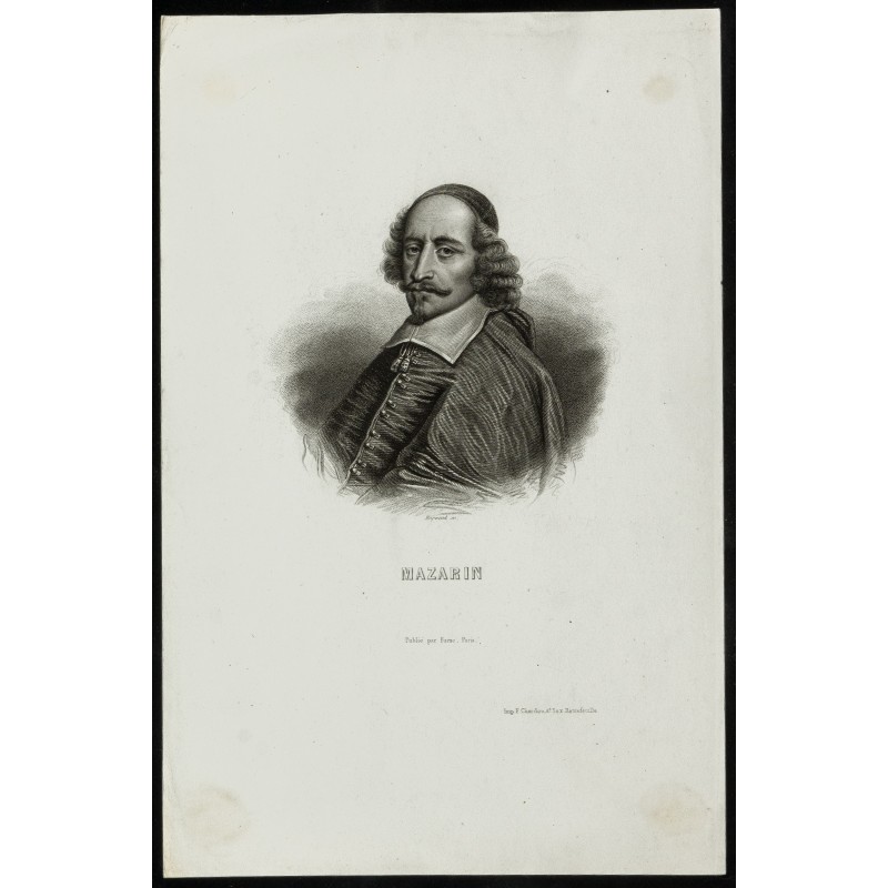 Gravure de 1850 - Portrait de Mazarin - 1