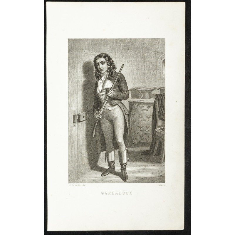 Gravure de 1850 - Portrait en pied de Barbaroux - 1