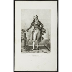Gravure de 1850 - Portrait de en pied de Robespierre - 1