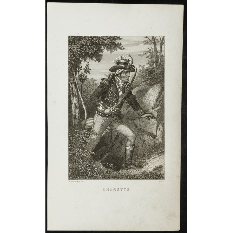Gravure de 1850 - Portrait en pied de Charette - 1
