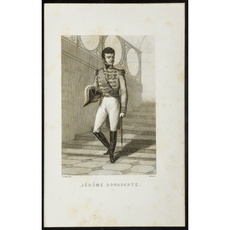 Gravure de 1850 - Portrait en pied de Jérôme Bonaparte - 1