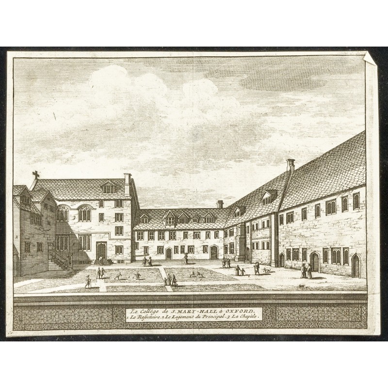 Gravure de 1707 - Le collège de S. Mary-Hall à Oxford - 1