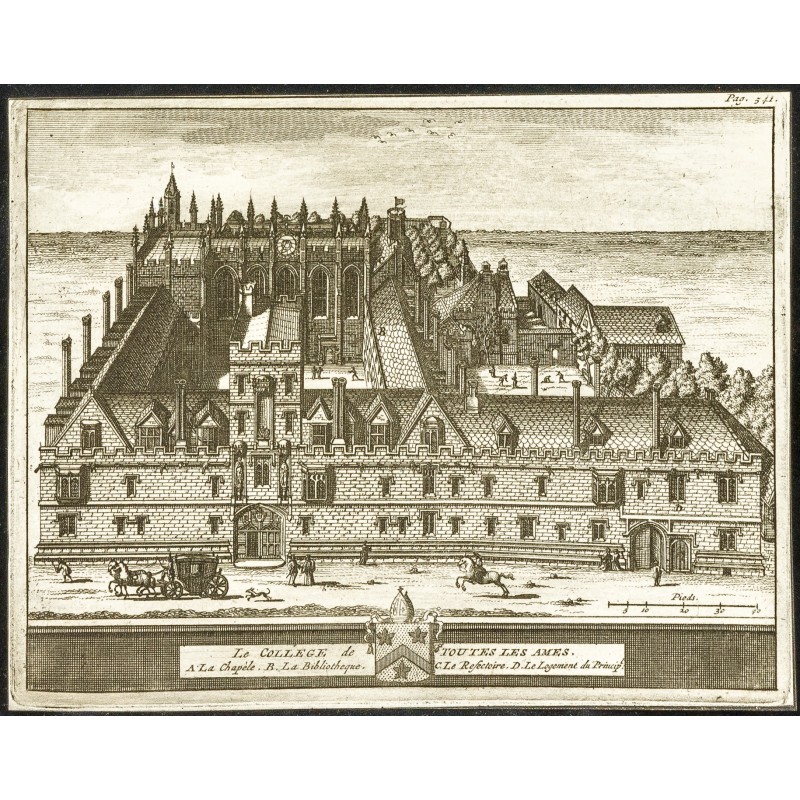 Gravure de 1707 - All Souls College - Université d'Oxford - 1