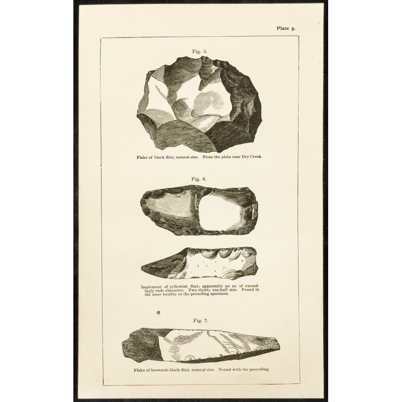 Gravure de 1873 - Gravure de pierres taillées - 1