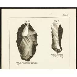 Gravure de 1873 - Gravure de pierres taillées et silex - 2