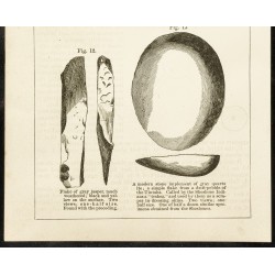 Gravure de 1873 - Gravure de pierres taillées et silex - 3
