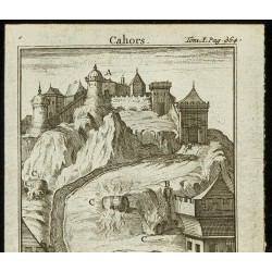Gravure de 1763 - Vue de la ville de Cahors sous Jules César - 2
