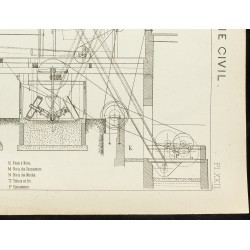 Gravure de 1891 - Plan ancien d'une installation de broyage - 5