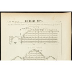 Gravure de 1892 - Exposition de Chicago - Bâtiment des manufactures - 2