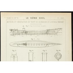Gravure de 1892 - Plan ancien du moteur Mignon pour les Yachts - 2