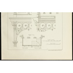 Gravure de 1887 - Détails architecturaux d'une Veranda à Colonnes - 3