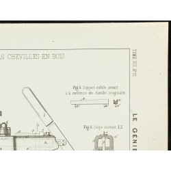 Gravure de 1888 - Machine à fabriquer les chevilles en bois - 3