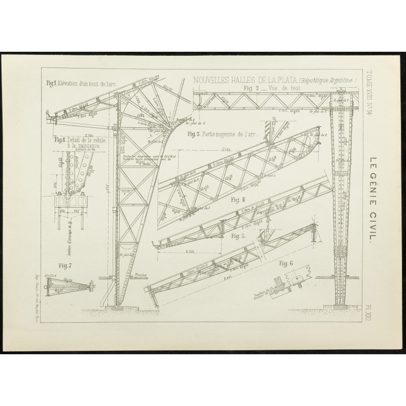 Gravure de 1891 - Plan ancien des halles de la Plata - 1