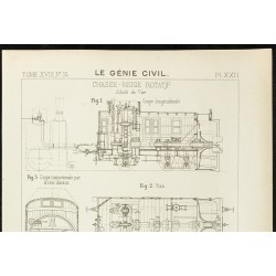 Gravure de 1891 - Chasse-neige ferroviaire rotatif - 2