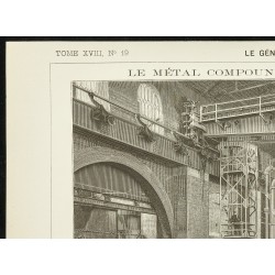 Gravure de 1891 - Vue d'une grande presse à forger - 2