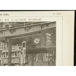 Gravure de 1891 - Vue d'une grande presse à forger - 3