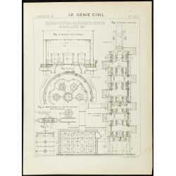 Gravure de 1891 - Plan ancien d'un Séchoir touraille - 1
