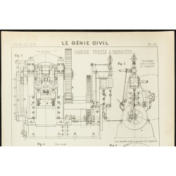 Gravure de 1891 - Plan ancien d'une grande presse à aboutir - 2