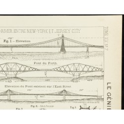Gravure de 1891 - Plan d'un projet de pont suspendu à New-York - 3