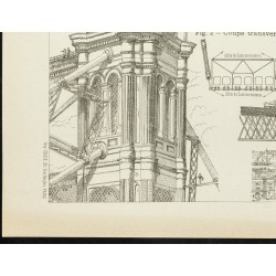 Gravure de 1891 - Plan d'un projet de pont suspendu à New-York - 4